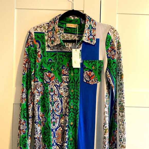 3 for $100! NWT Gorgeous Tory Burch long printed Jersey shirt dress - Picture 5 of 6